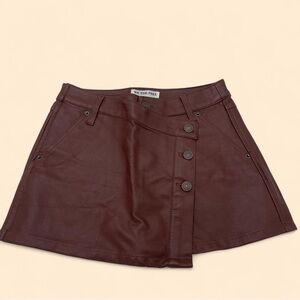 Free People We the Free Brown Faux Vegan Leather Wynne Asymmetrical Mini Skirt